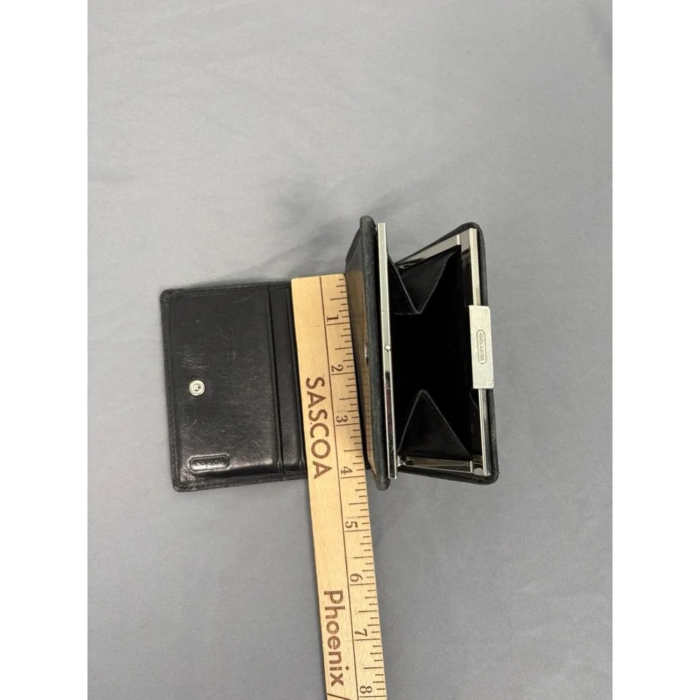 Vintage Coach Black Leather Bifold Small Wallet 3.5